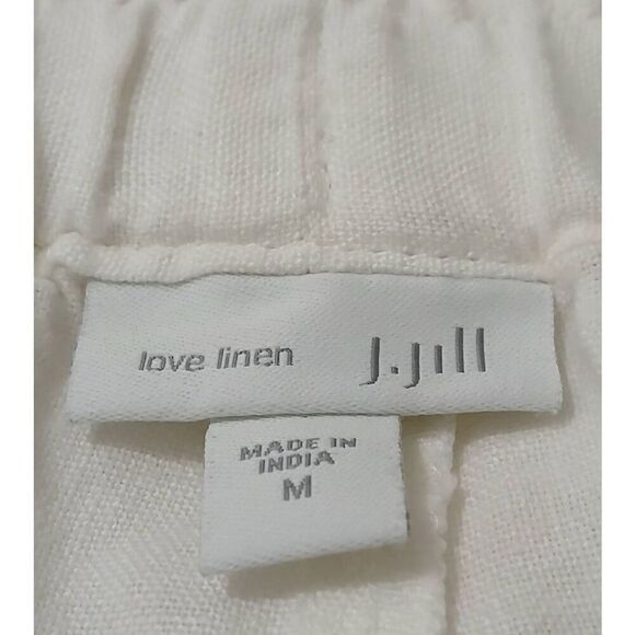 J jill womens medium 100% linen wide leg white pants resort beach elastic waist - Picture 5 of 6
